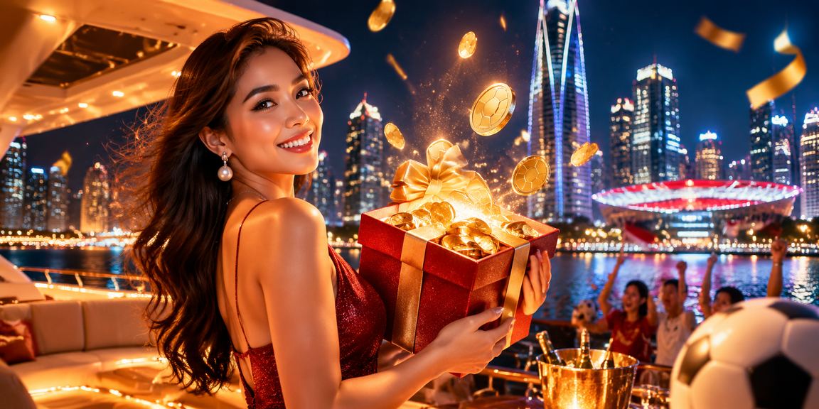 Perempuan senang menerima cashback bonus dari platform taruhan dengan ponsel